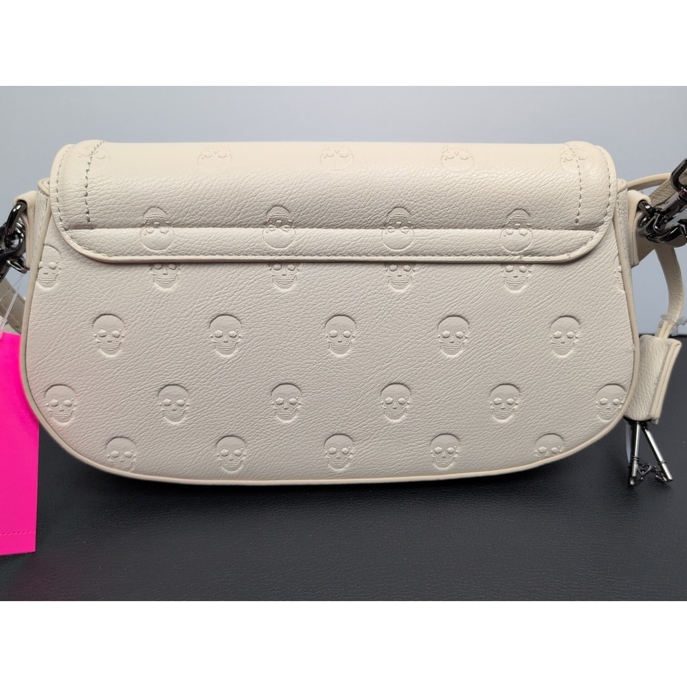 BETSEY JOHNSON Purse Skulls Embossed Crossbody Bag XOMARCI Chalk NWT - Picture 5 of 9